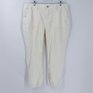 PAIGE Mayslie Jogger Pants Womens sz 34 Ivory Off White Utility Zips Casual